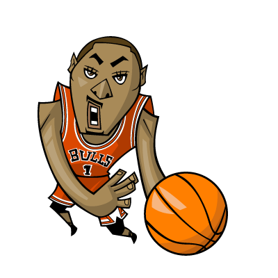 NBA illustration/NBA Caricature（NBA イラスト）Derrick Rose（デリック・ローズ）