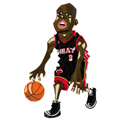 NBA illustration/NBA Caricature（NBA イラスト）Dwyane Wade（ドウェイン・ウェイド）